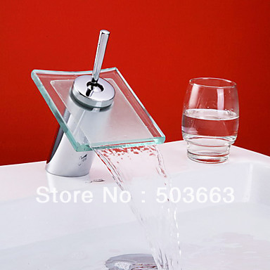 novel deck mount single handle bath glass faucet chrome finish brass faucet sink mixer tap vessel faucet basin tap L-197