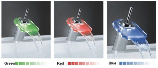 LED FAUCET bathroom mixer tap chrome 3 colors b011