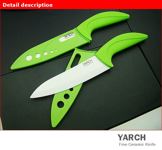 YARCH 6" chef knife ceramic knife with Scabbard + retail box ,2 color handle select. 2PCS/lot , CE FDA certified