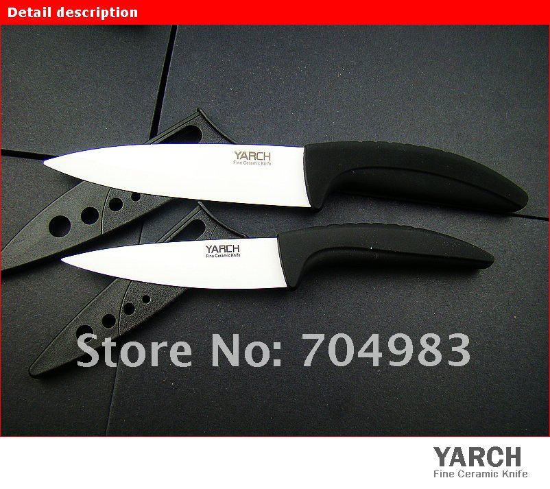 YARCH 2PCS/set , 4 inch+5 inch Ceramic Knife sets  with Scabbard+Retail box, 2 colors select,CE FDA certified