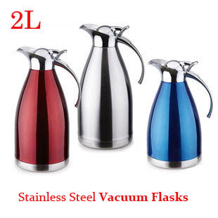 2L Stainless Steel Vacuum Flasks Western Style Stainless Steel Thermoses Blue Red silver