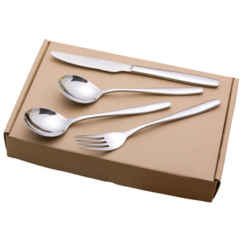 Cutlery Set Stainless Steel 8" Dinner Fork+8.5" Steak Knife+7" Spoon Box Packing 1 Set 4 PCS