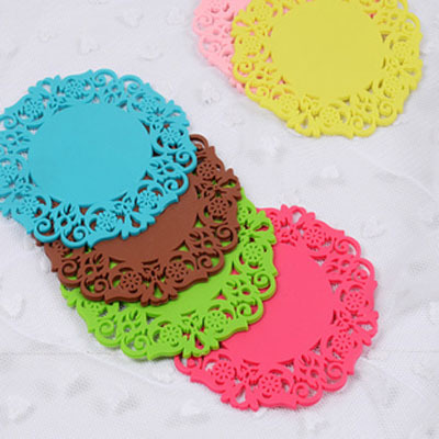 Round Silicone Tablemat Food Grade Silicone FDA Kitchen Tools Placemat 9.5CM Multi Color