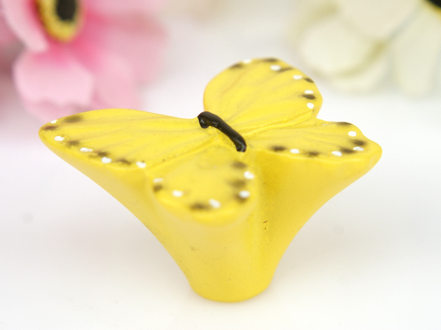 M5003 yellow butterfly cartoon resin knobs for drawer/cabinet
