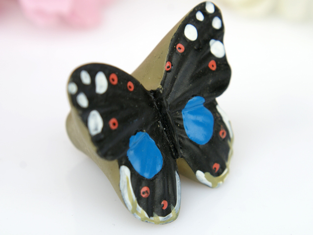M5008 black butterfly with colorful dots cartoon resin knobs for drawer/cabinet