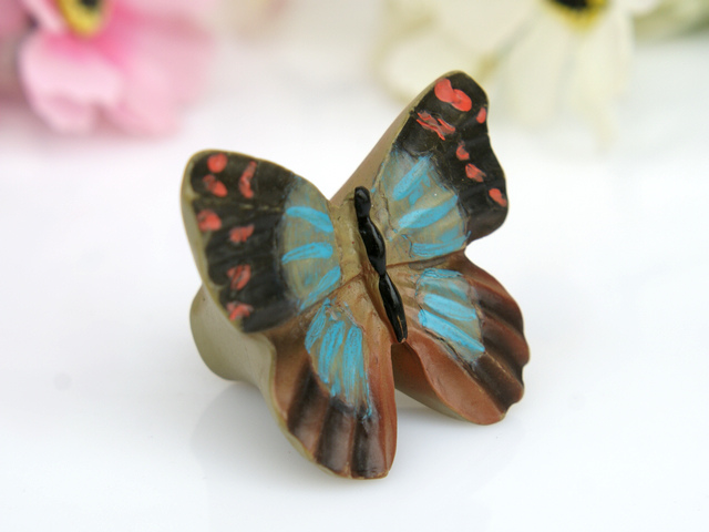 M5010 black and brown butterfly with blue and red embellishment cartoon resin knobs for drawer/cabinet