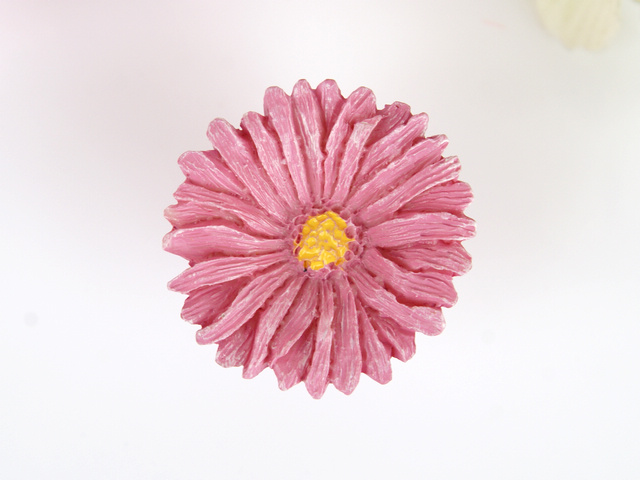 M5015 pink chrysanthemum flowers and plants cartoon resin knobs for drawer/cabinet
