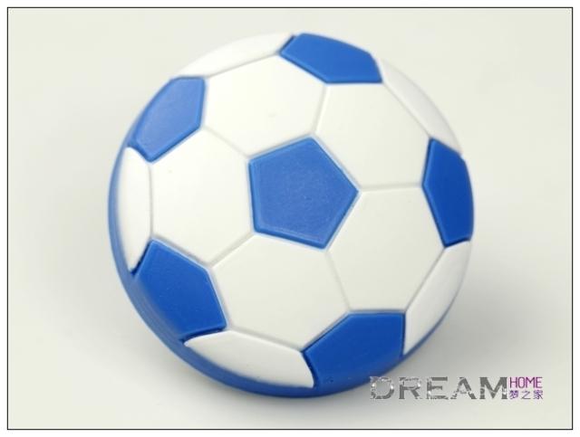 single hole blue and white football eco-friendly cartoon soft rubber knobs for drawer/cupboard/cabinet