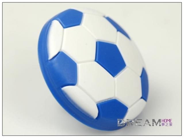 single hole blue and white football eco-friendly cartoon soft rubber knobs for drawer/cupboard/cabinet