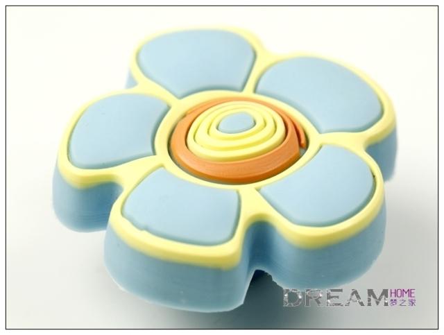 single hole blue five-petal flower eco-friendly cartoon soft rubber knobs for drawer/cupboard/cabinet