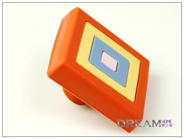 single hole colorful square with orange edge eco-friendly cartoon soft rubber knobs for drawer/cupboard/cabinet
