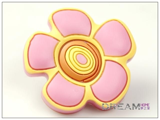 single hole pink five-petal flower eco-friendly cartoon soft rubber knobs for drawer/cupboard/cabinet