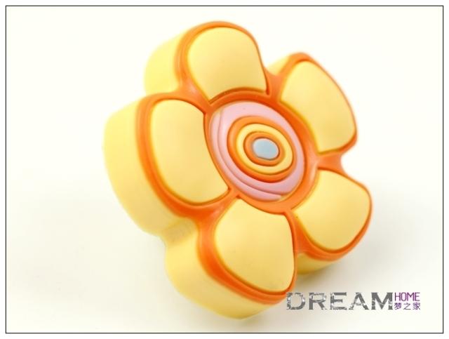 single hole yellow five-petal flower eco-friendly cartoon soft rubber knobs for drawer/cupboard/cabinet