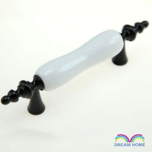 AD00B 76mm hole distance long banded black and white ceramic handles for drawer/wardrobe/cupboard/cabinet [pulls-109]