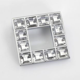 8465-32 32mm hole distance square latticed silver and chromium crystal knob with diamond for drawer/cabinet
