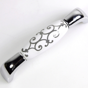 MAAP99PC 96mm grand long silver flower ceramic handle for cabinet door