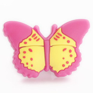 single hole pink and yellow butterfly eco-friendly cartoon soft rubber knobs for drawer/shoe cabinet