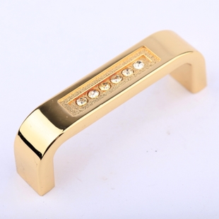 6318-64 64mm hole distance golden Casino crystal handle with diamond for drawer
