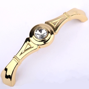 6319-96 96mm hole distance golden Casino crystal handle with diamond for drawer