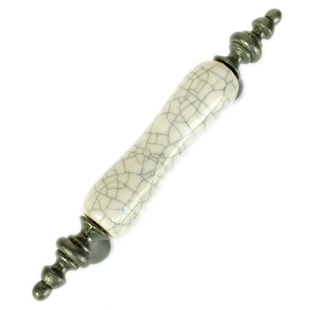 MFD77GY 76mm hole distance long banded ancient silver antiqued ceramic handle with ice-cracking flaw for drawer/cabinet
