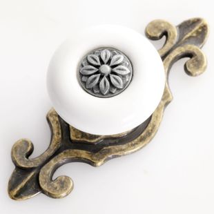 C576 antiqued bronze inlayed ceramic with base ceramic knob for drawer/wardrobe/cabinet