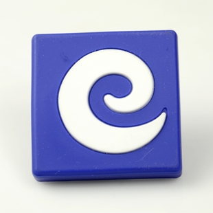 single hole deep blue square with white letter "e" eco-friendly cartoon soft rubber knobs for drawer/cupboard/cabinet