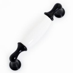 96mm long and bend black and white ceramic handle for drawer/wardrobe/cupboard/cabinet