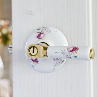 23SB-TZ golden antiqued ceramic handle locks with tulip pattern for door