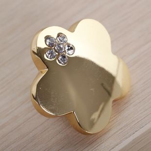 8504 single hole rose-shaped golden mirror crystal knob with diamond for drawer/cabinet