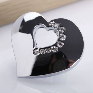 8503 15mm hole distance heart-shaped mirror chromium crystal knob with diamond for drawer/cupboard/cabinet