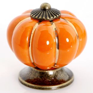 NG88O 40mm diameter orange spun gold bronze pumpkin cartoon ceramic knob for drawer/wardrobe/cupboard