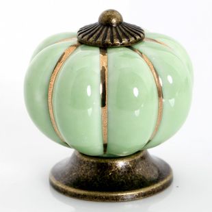 NG88G 40mm diameter green spun gold bronze pumpkin cartoon ceramic knob for drawer/wardrobe/cupboard