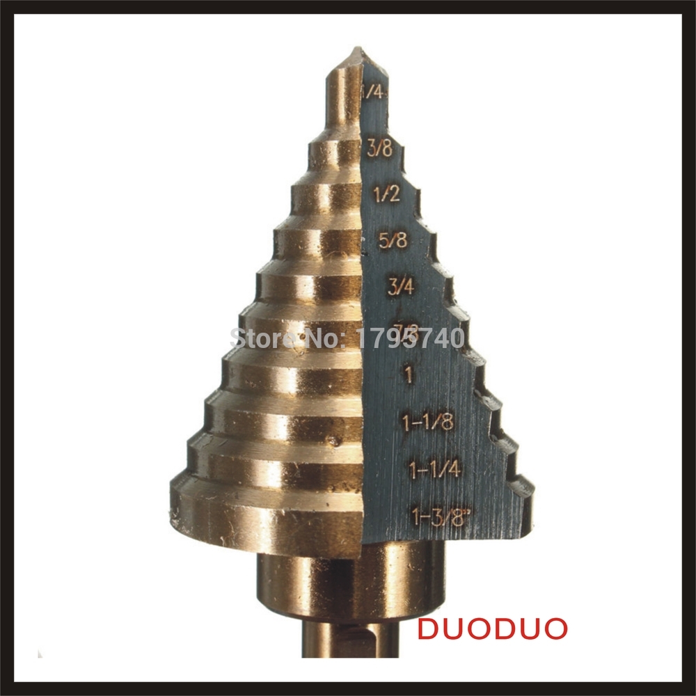 1pc 1/4" to 1-3/8 hss cobalt large step drill bit power tools universal shank mul tiple hole for metal plastic fiberglass best - Click Image to Close