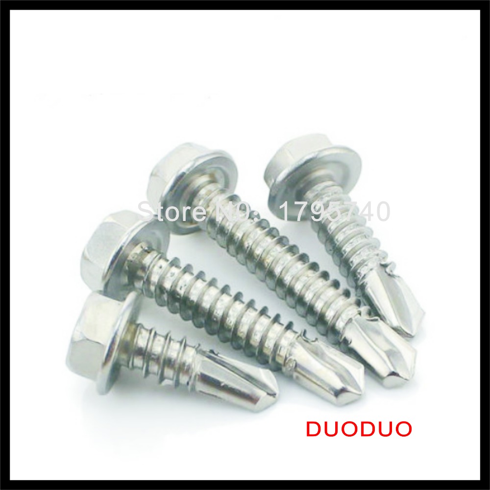 200pcs din7504k st4.8 x 13 410 stainless steel hexagon hex head self drilling screw screws - Click Image to Close