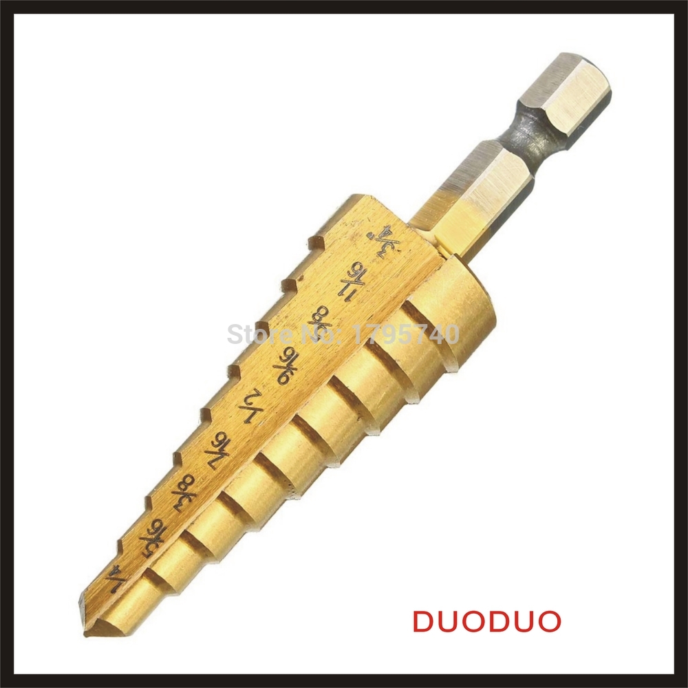 3pcs/set titanium coated step drill bits for metal set quick-change 1/4 inch hex shank woodworking power tools
