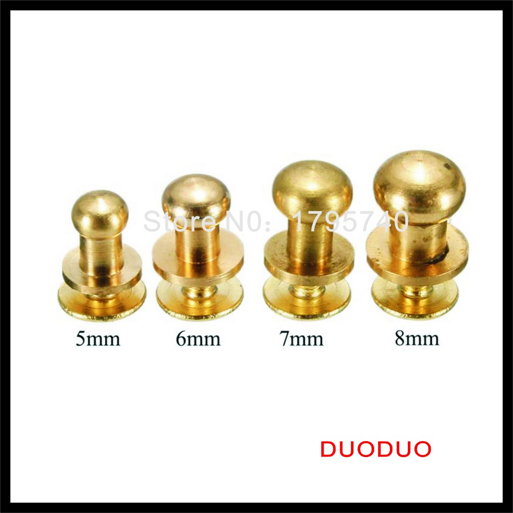 50pcs/lot 10mm stud screw round head solid brass nail leather screw rivet chicago button for diy leather decoration