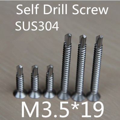 m3.5*19 stainless steel 304 flat head pbillips countersunk self drill screw