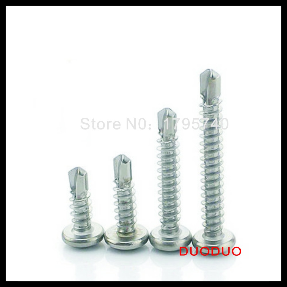 100pcs din7504n st5.5 x 16 410 stainless steel phillips pan head self drilling screw cross recessed raised cheese head screws - Click Image to Close