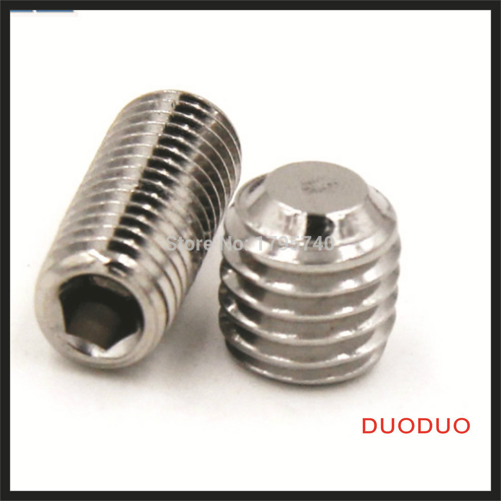 200pcs din913 m6 x 12 a2 stainless steel screw flat point hexagon hex socket set screws
