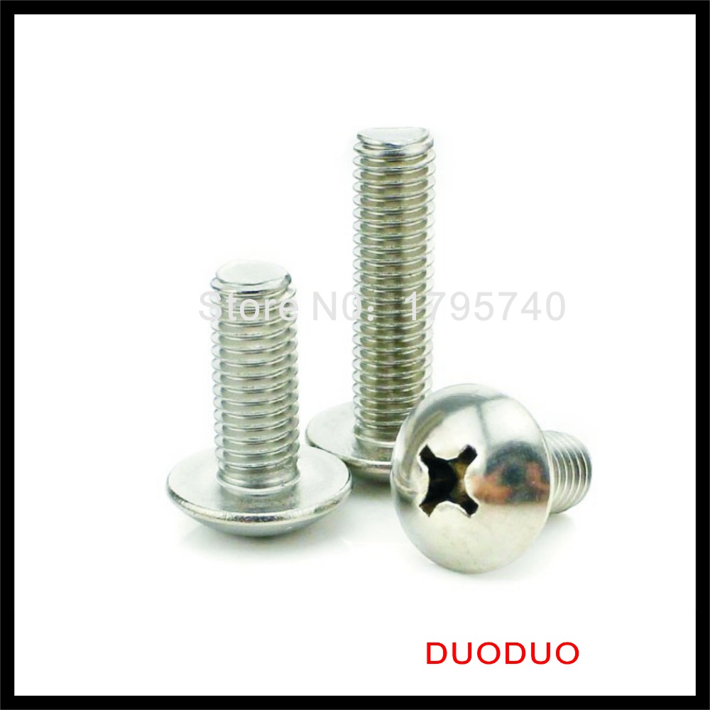 50 pieces m4 x 60mm 304 stainless steel phillips truss head machine screw