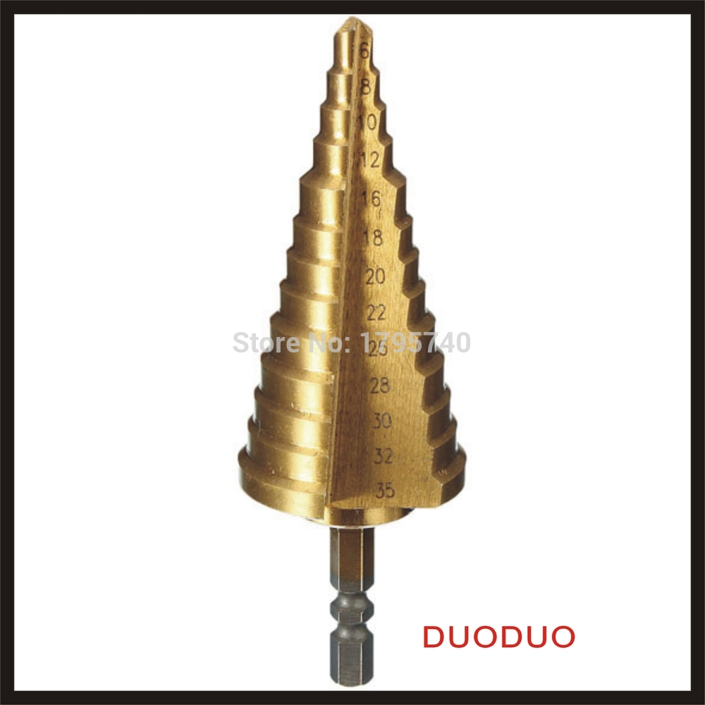 6-35mm titanium coated step cone drill bit hss 13 steps hex shank