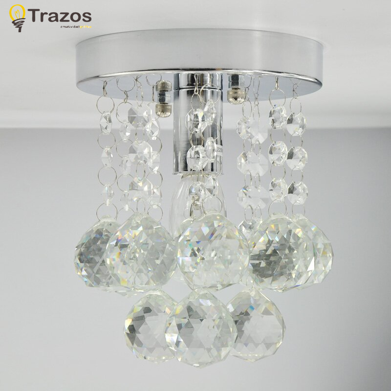 1 light crystal ceiling lighting fixture small clear crystal lustre lamp for aisle stair hallway corridor porch light