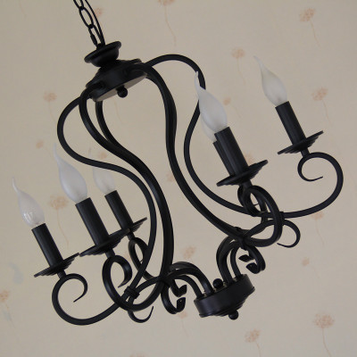 black/white wrought iron chandelier light fixture 6pcs/8pcs e14 led bulb lamps america country mediterranean sea style