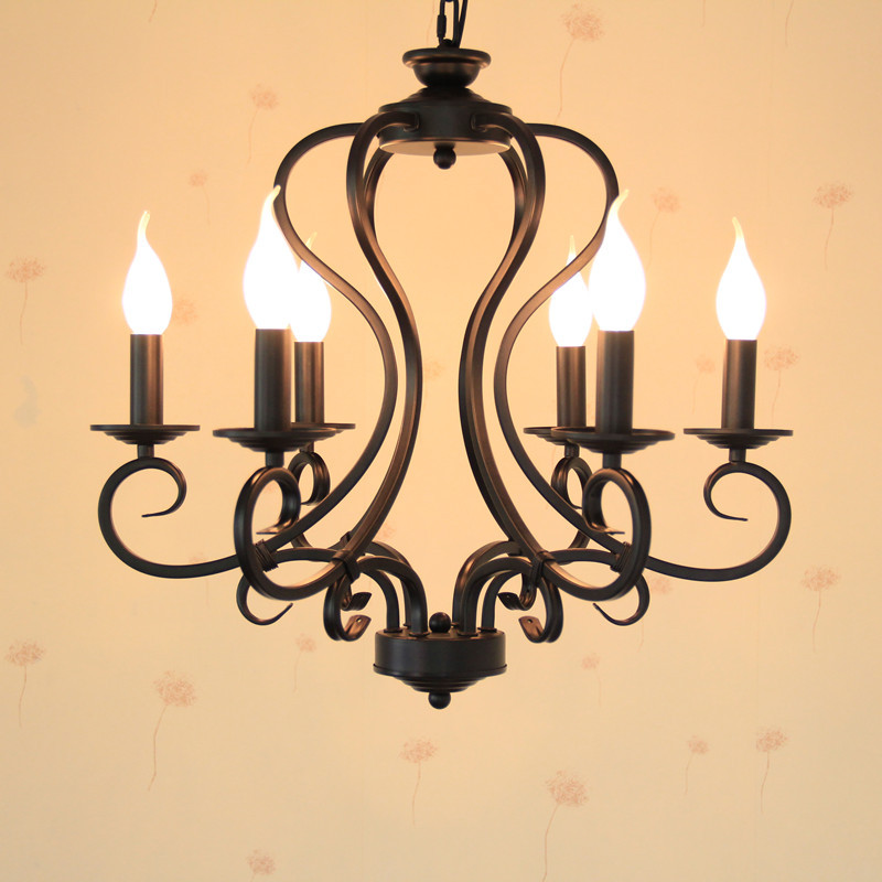 black/white wrought iron chandelier light fixture 6pcs/8pcs e14 led bulb lamps america country mediterranean sea style