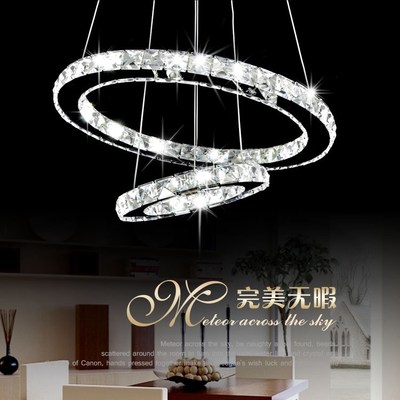 crystal chandelier modern circle led diamond ring crystal chandelier for dinning room 1 circle/2 circles/3 circles d30-80cm