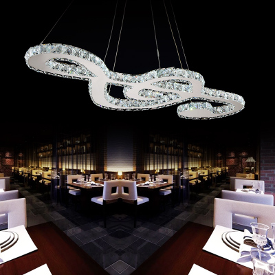 crystal music note led pendant lamp crystal suspension light fixture for el/restaurant/dinning table led hanging luminaire