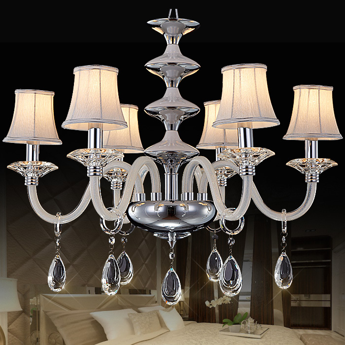 european indoor led chandelier fashionable home light fixture lustre de cristal modernos white shade ceiling chandelier