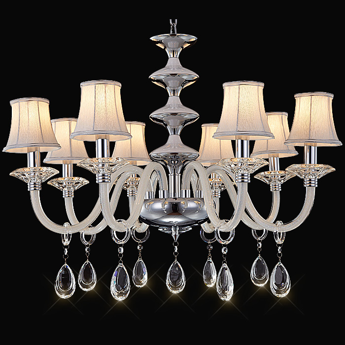 european indoor led chandelier fashionable home light fixture lustre de cristal modernos white shade ceiling chandelier