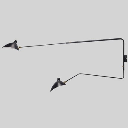 fashion creative modern wall lamp serge mouille 1 head 2 arms rotating sconce wall lamp loft retro black/white iron shade