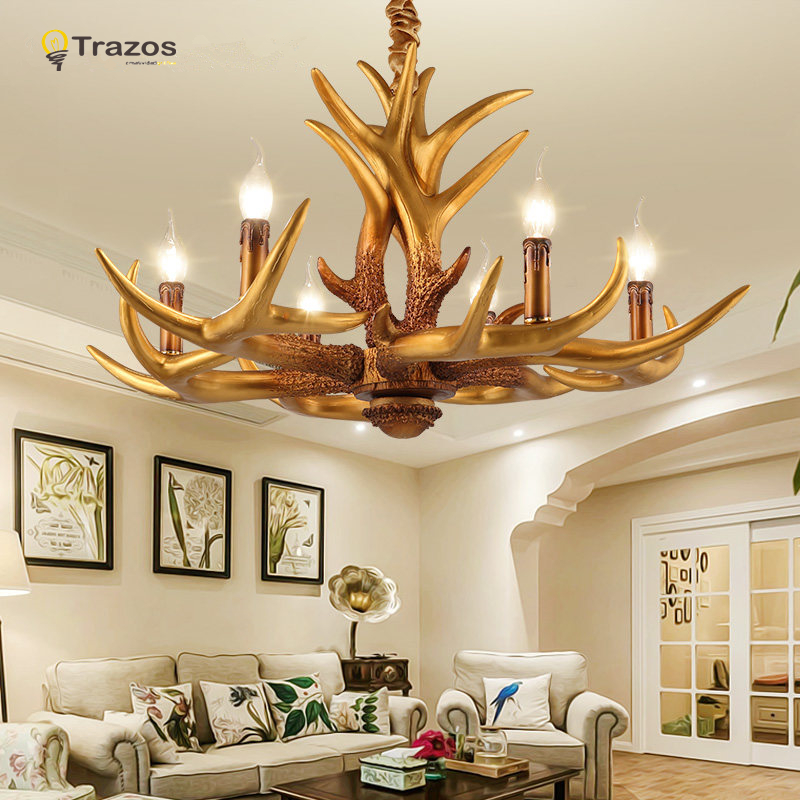 indoor antlers chandelier for european country living room xmas decoration lamp luminarias para sala de jantar ceiling pendant